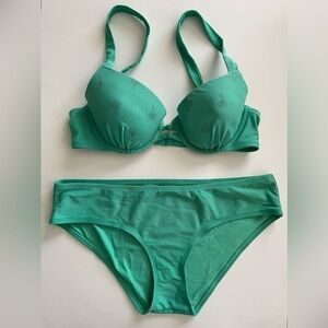 Aerie Palm Tree Bikini Swim Bathing Suit Beach Swimming Green Size Small Medium